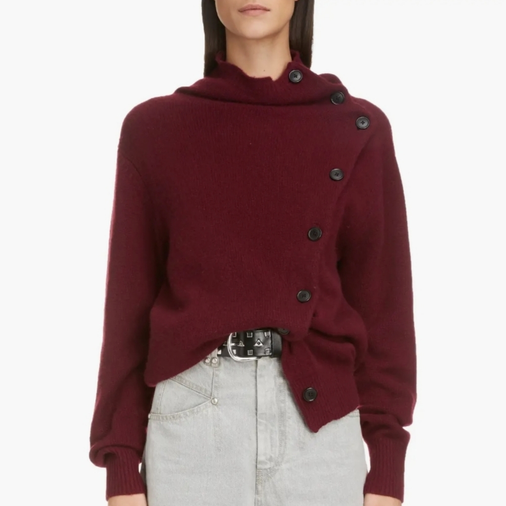 Isabel Marant Cashmere Burgundy Button Front Sweater